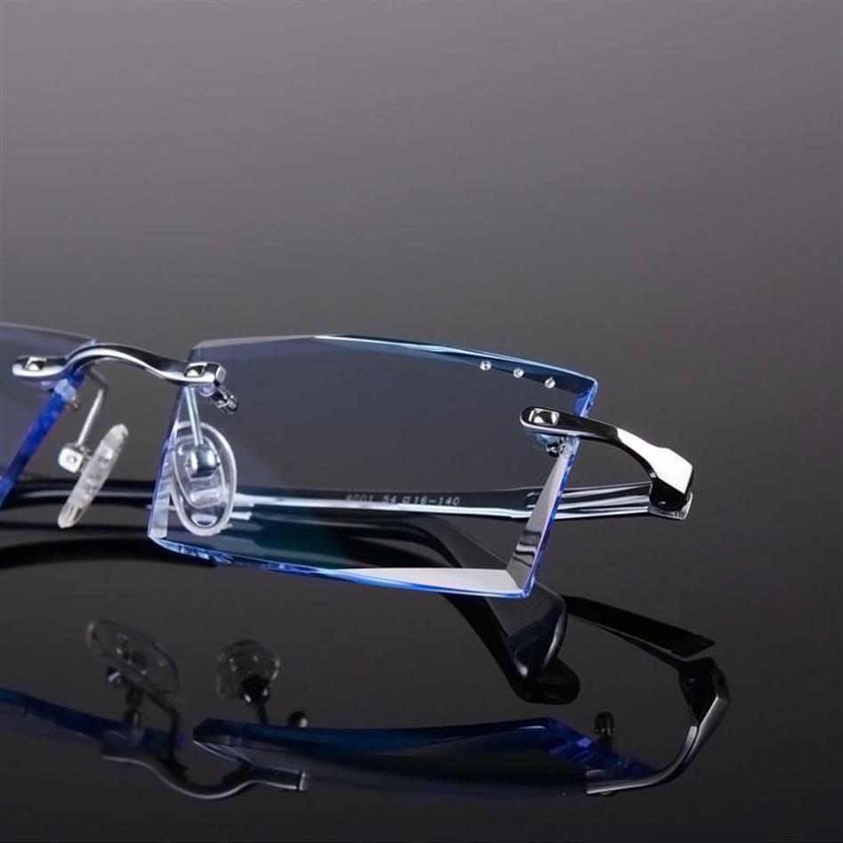 ファッションサングラスフレームメンズアイウェア処方近似眼鏡ダイヤモンドカッティングリムレス眼鏡プロフェッショナルカスタムヒップスター2078
