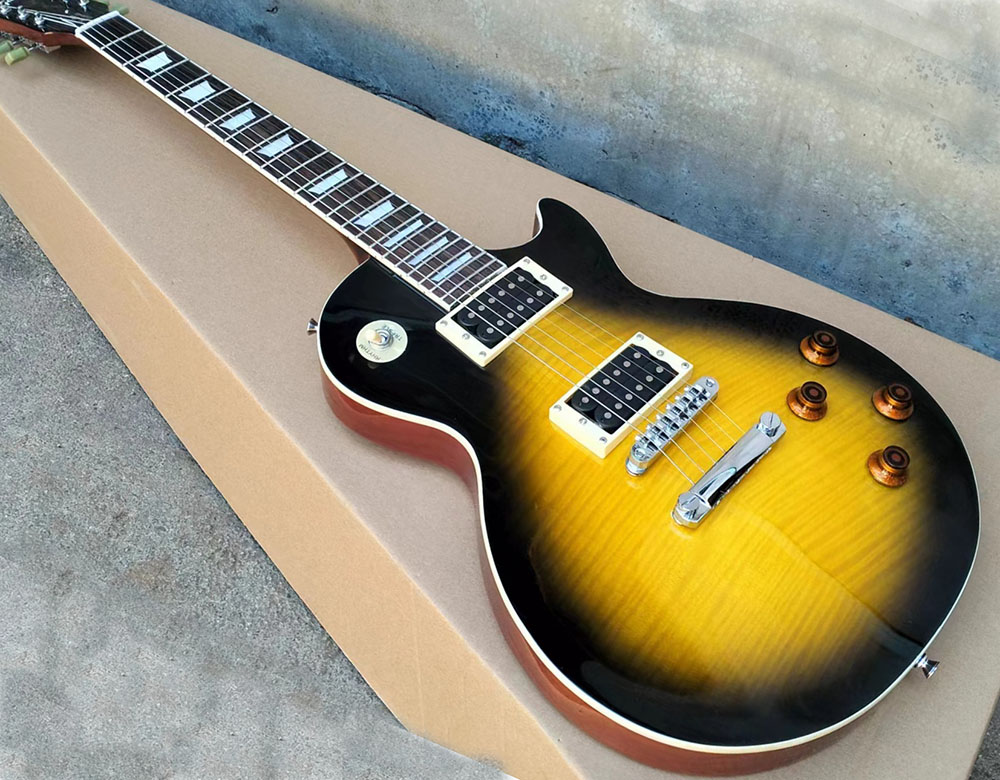 Klasyczny standardowy tiger flame slash gitara elektryczna, ABR-1 Bridge Guitarra