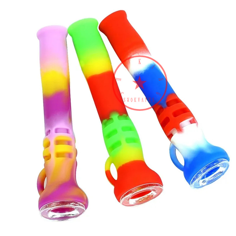 Nieuwste kleurrijke siliconen handpijpen Glasfilter Singlehole Bowl Draagbare kruidentabak Sigarettenhouder Roken Pocket Handpipes