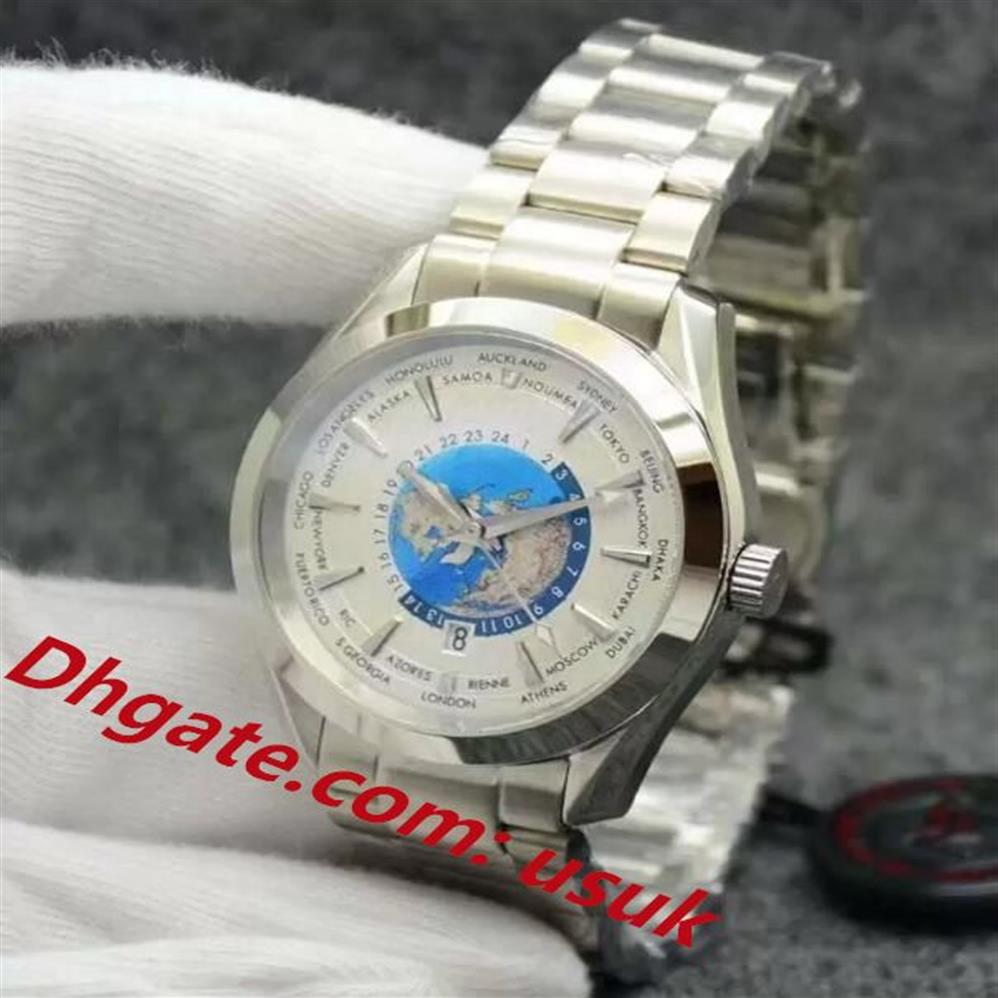 Super qualité hommes montre hommes montre cadran bleu AQUATERRA 150M Worldtimer montre limitée 41mm océan mouvement mécanique automatique hommes 243F