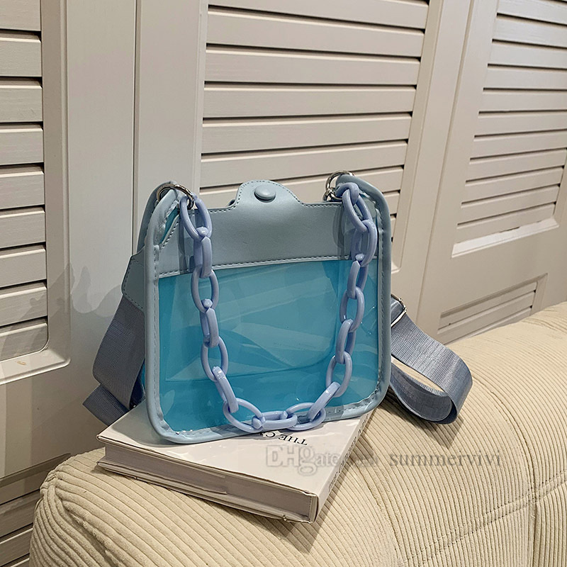 Sacs à main avec chaîne en gelée couleur bonbon pour filles, sac à bandoulière simple transparent et étanche pour enfants, sacoches Z5892