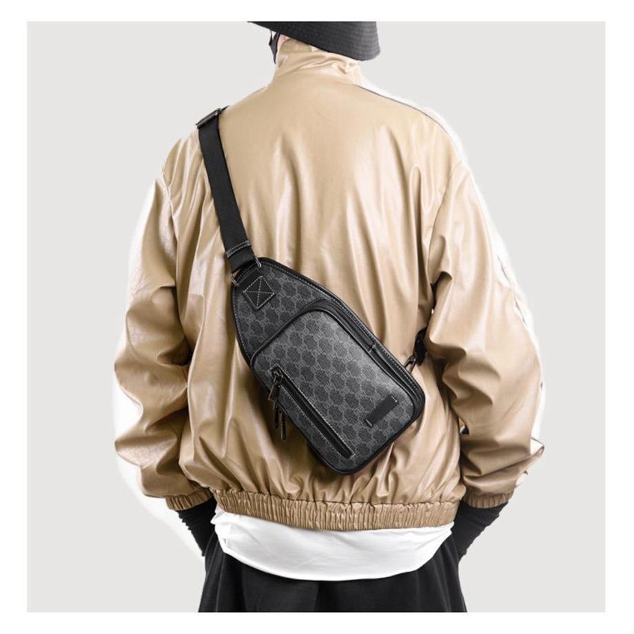 Fashion Man Messenger Bags Plaid Men Bags Shoulder Crossbody Leather Sling Bag For Male Black Single Women Backpack212i