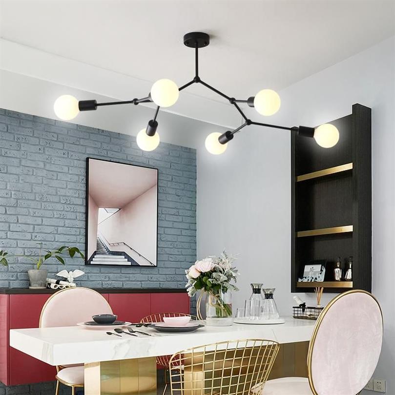 Lustre moderne Spoutnik lampe Golden Spider plafond nordique décoration de la maison salon salle à manger E27 110V 220V Drop Chandeliers290B