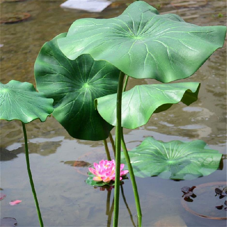 장식용 꽃 화환 인공 식물 연꽃 잎 긴 줄기 떠 다니는 수영장 장식 수족관 생선 연못 풍경 가짜 가정 장식 2633