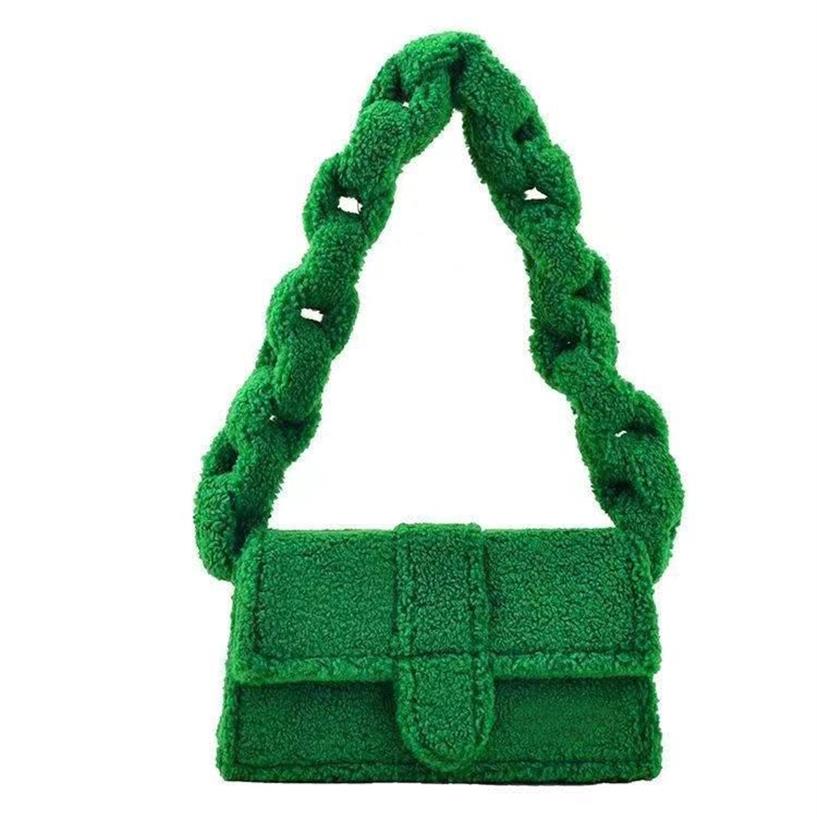 Makeup bag imitation lamb hair fall winter solid color one shoulder portable small square bag designer handbag2163