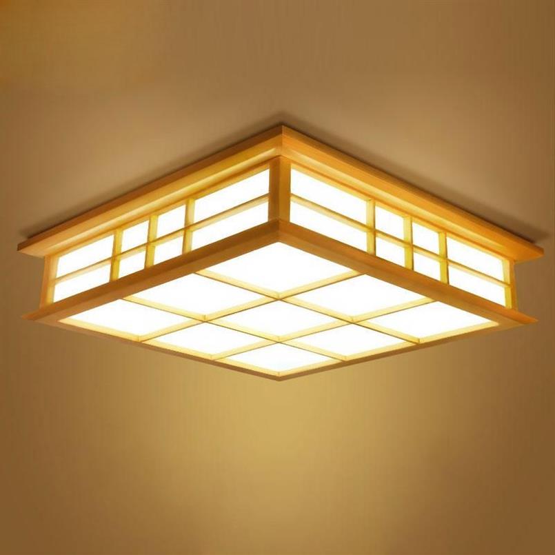 Plafoniere Lampada tatami in stile giapponese Illuminazione a soffitto in legno a LED sala da pranzo lampada da camera da letto sala studio casa da tè 0033345m