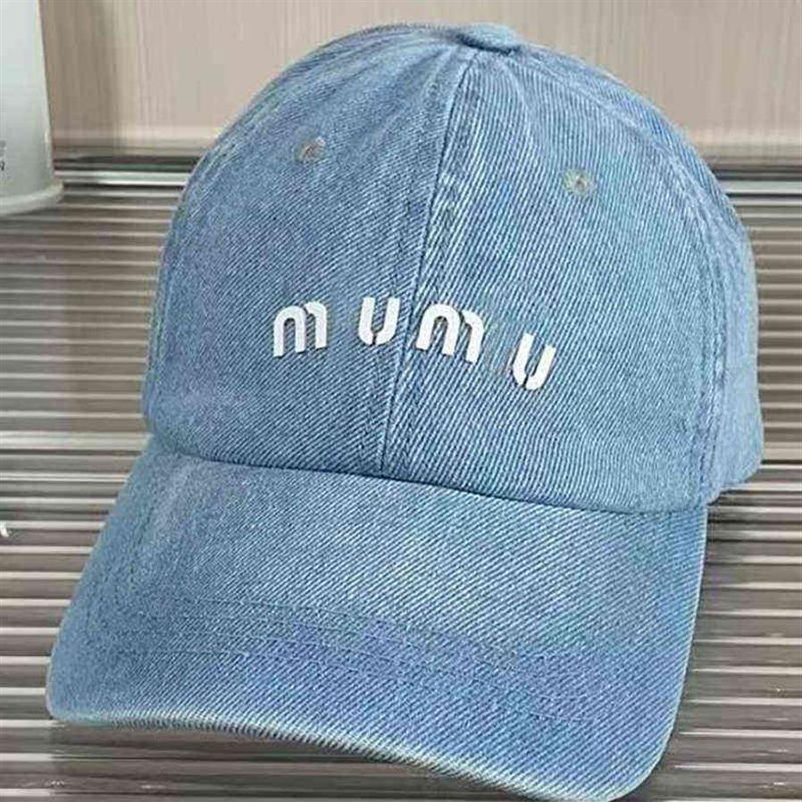 Miu denim baseball cap kvinnor hiphop hat brev mössor för damer män utomhus sommar visir hösten avslappnad snapback sun hat gorras206c