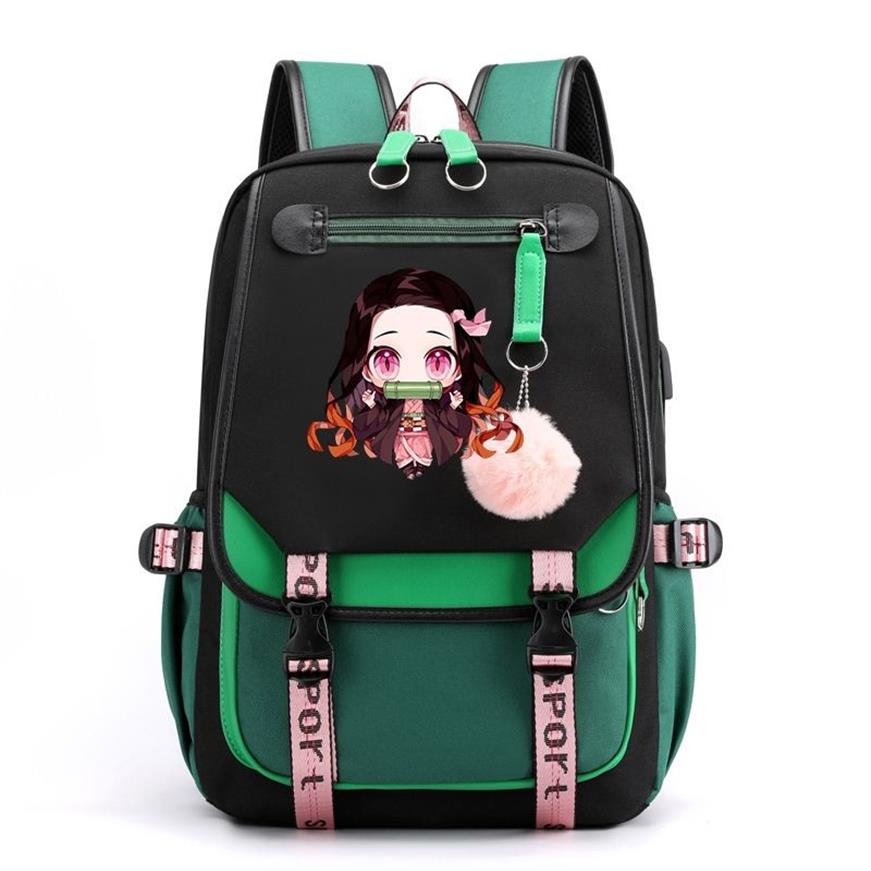 Dämon Slayer Nezuko Rucksäcke für Männer Anime School Tasche für Teenager Leinwand Laptop Rucksack Frauen Rucksack Anime Nezuko Rucksack 2219c