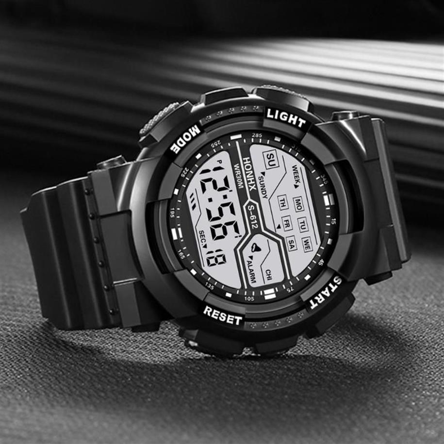 Moda uomo impermeabile ragazzo LCD cronometro digitale data gomma sport orologio da polso orologi da uomo top relojes315i