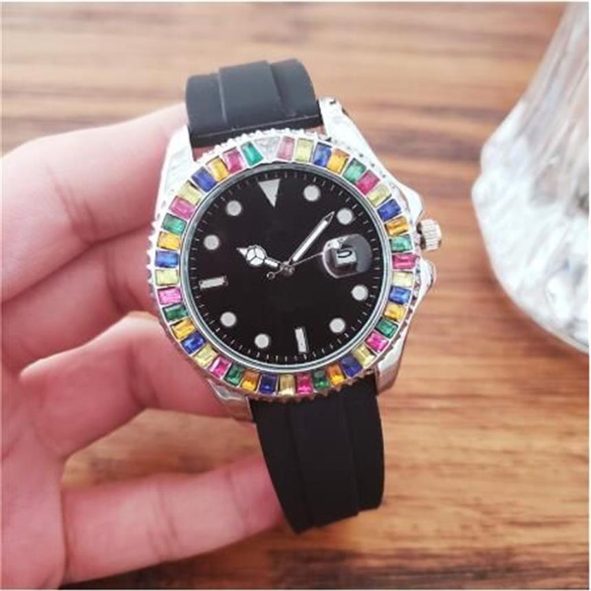 2019 Brand Color Diamond Bracelet Casual Quartz Watch Men's Rubber Belt Dress Watch Relogio Feminino Men's Watch Sal2683