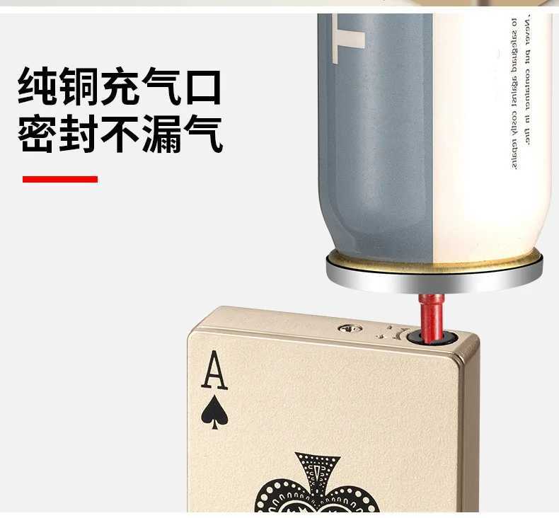 Creative playing cards Ace of spades lighter butane windproof straight metal fun toy for men