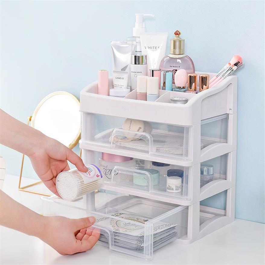 Organizador de maquillaje de plástico, cajón de cosméticos, Caja de almacenaje para maquillaje, contenedor, soporte para ataúd de uñas, caja de almacenamiento de artículos diversos de escritorio, herramientas de cuentas 296R