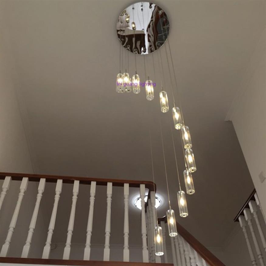 Led Crystal Chandeliers Spiral Modern Oturma Odası Lambalar Merdiven Aydınlatma Uzun Kristaller Avize Ev Dekoru Işıkları Parlaklık Salonu 230K