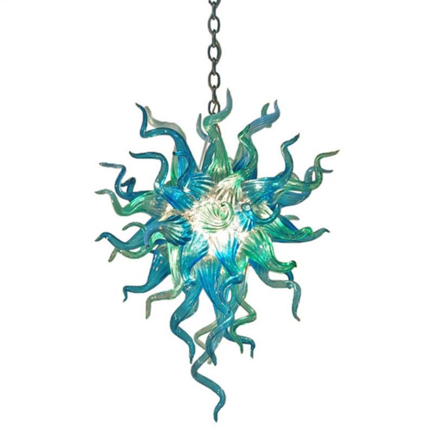 Lâmpadas sopradas Lustres Azul e Teal Cor LED Fonte de Luz Pendurada Luzes Pingente Sala de estar Móveis Arte Decoração Cúpula Lighting248C