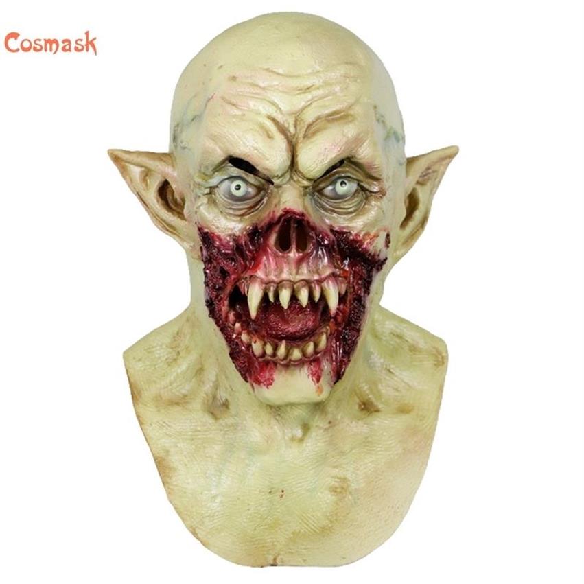Cosmask Halloween Horror Maschera a pieno facciale Creepy Spaventoso Zombie Maschera in lattice Costume Party Puntelli Q0806292Z