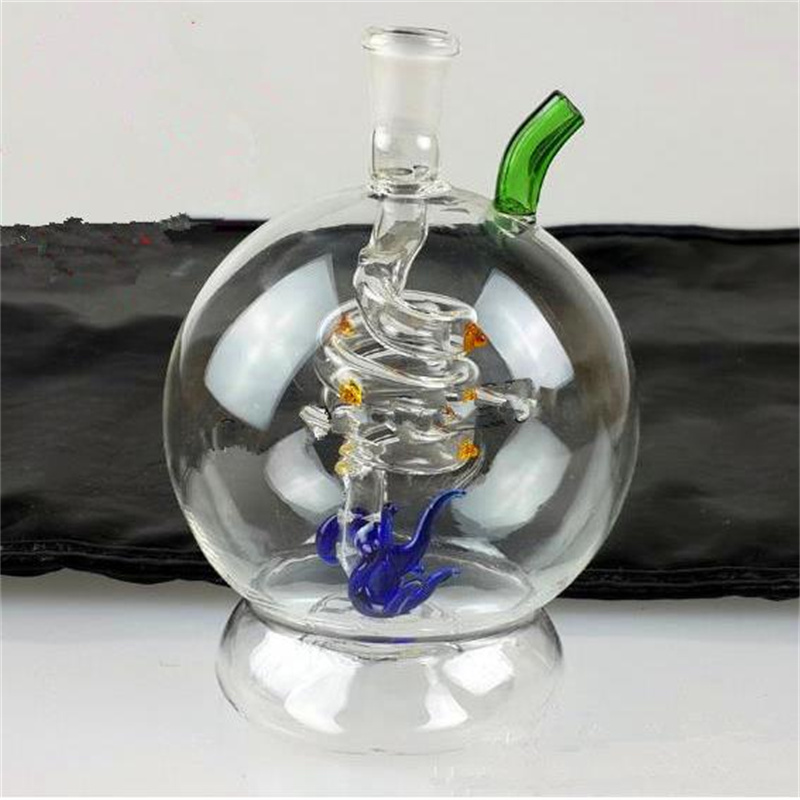 Cam borular yağ brülör cam su boruları yağ sigara içme nargile yuvarlak spiral musluk cam nargile
