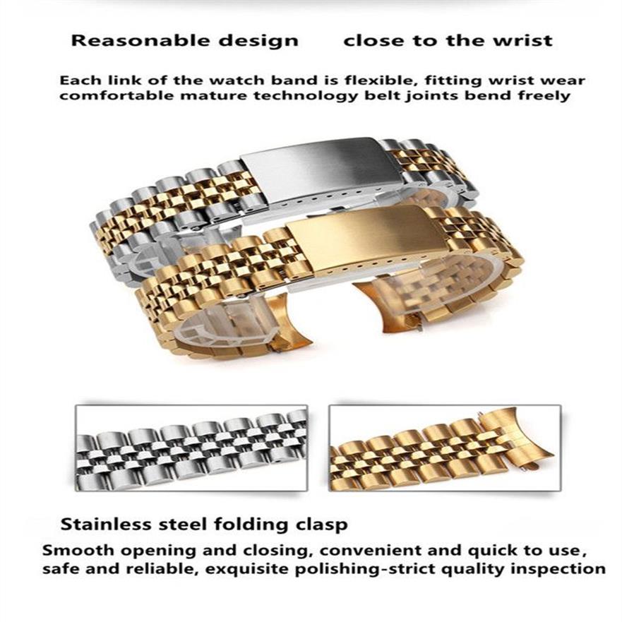 18mm 19mm 20mm 316L Stainless Steel Sliver Gold Jubilee Watch Strap Band Bracelet Compatible For 5 SOLEX 220617275w