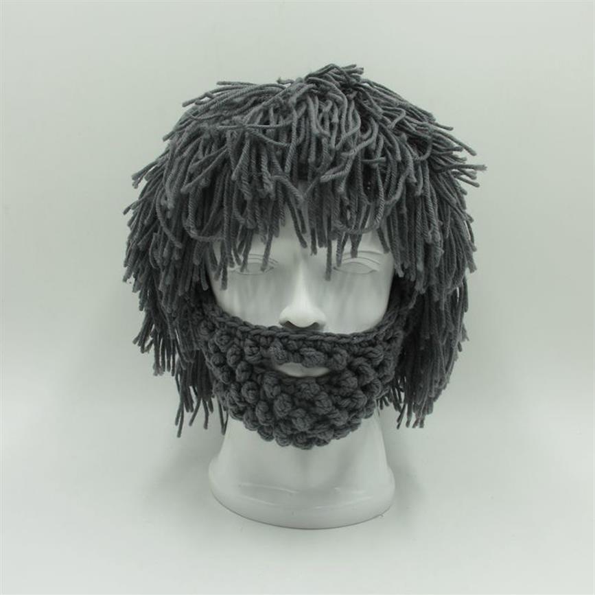 Perruque Barbe Chapeaux Hobo Mad Scientist Caveman Fait À La Main Tricot Chaud Casquette D'hiver Hommes Femmes Halloween Cadeaux Drôle Fête Bonnets 5 Couleurs 22283r