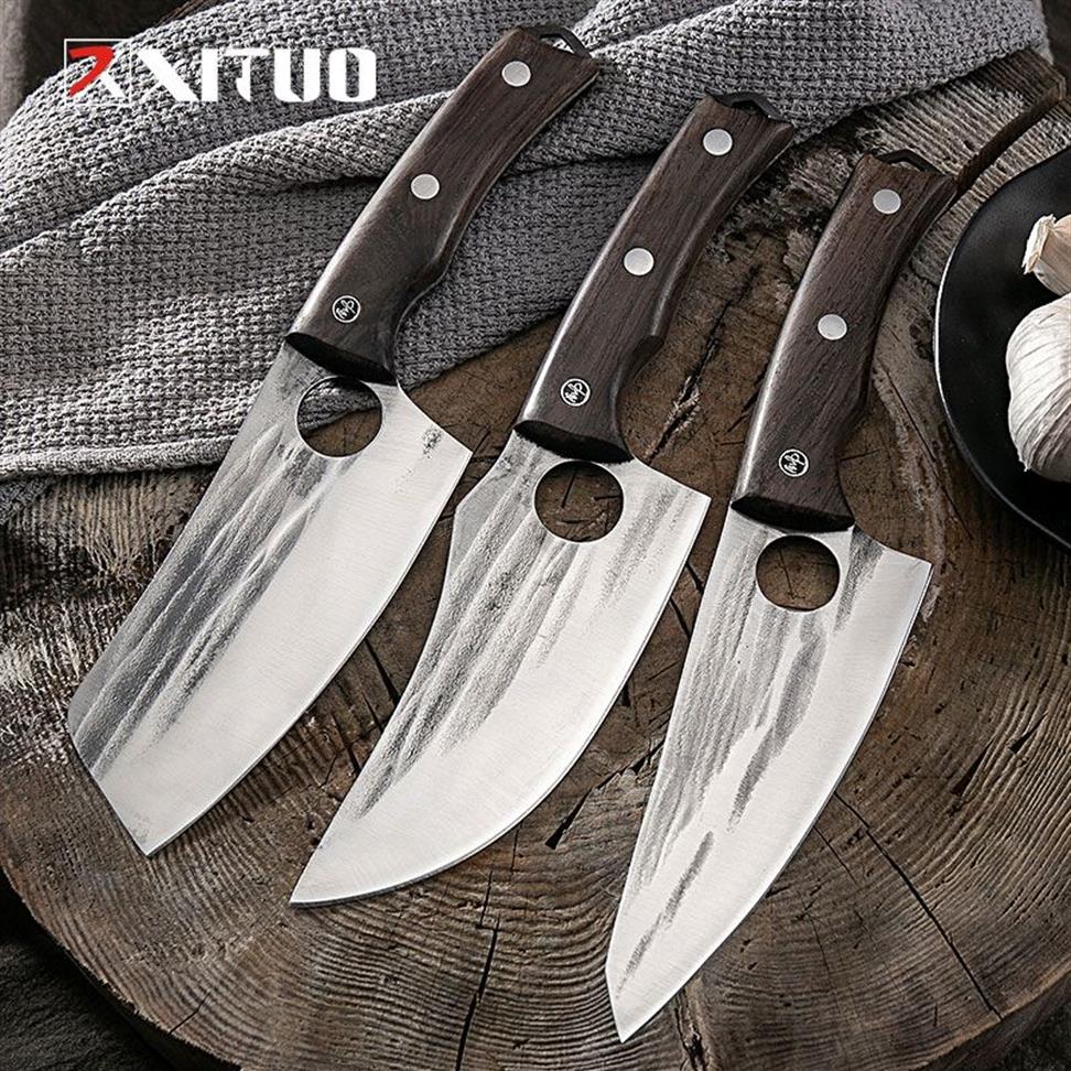 Xituo Kitchen Cleaver Lnife Stainless Steel Boning Handmade Handmed Forged Fish Chef Outdoor Survival Butcher Lnife set230c