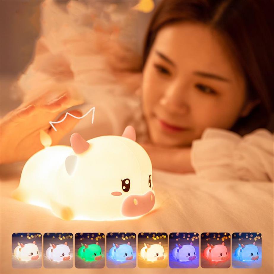 Night Lights Cute silicone Night Sleep lamp Children's toy Birthday gift Year of the Ox Creative264t