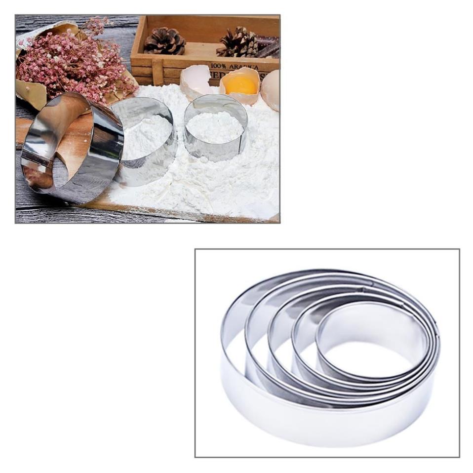 5 pçs / conjunto de metal círculo redondo forma cortador de biscoitos de casamento cozinha fondant ferramentas de decoração de bolo mousse molde de bolo stencils298s