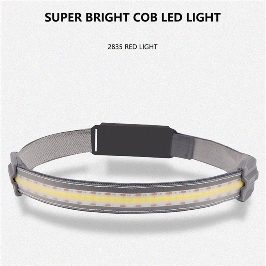 Oplaadbare Mini 10 COB Warm Wit Hoofd Lamp LED Koplamp Strip Camping Koplamp Rood Achterlicht voor Fishing225Z