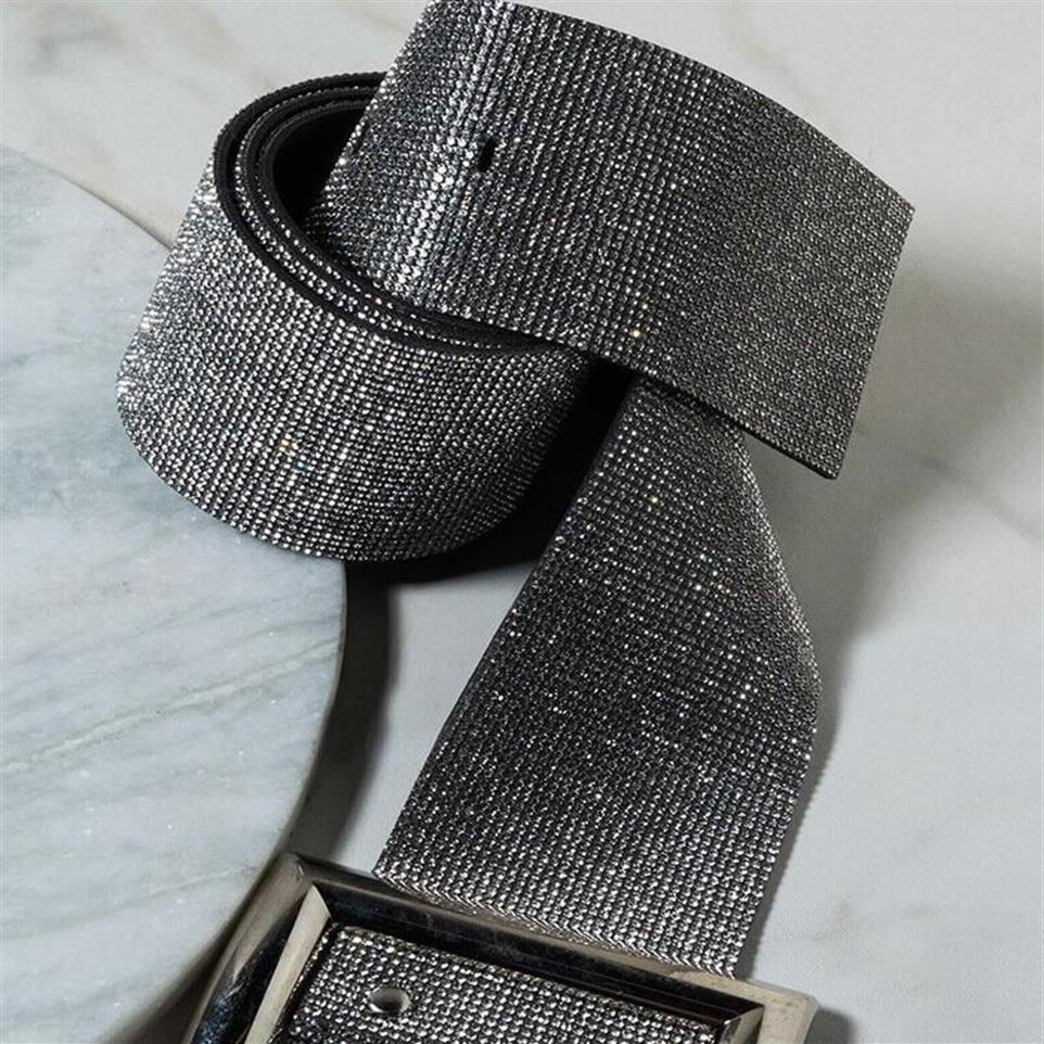 Belts Design Rhinestone Women's Wide Belt Fashion Shiny Diamond Crystal Waistband Female Gold Silver Waist Party254s