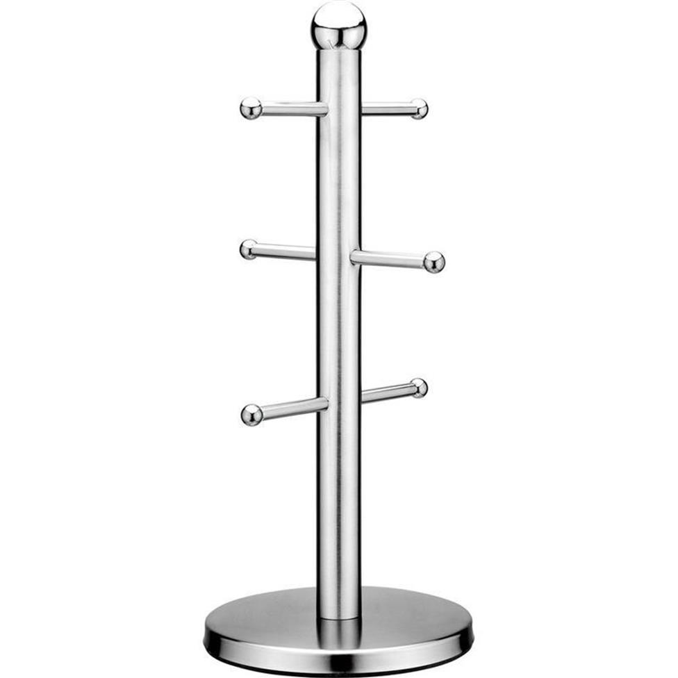 Hooks & Rails Stainless Steel Tree Shape Mug Rack Cup Storage Holder Stand Home Kitchen Hanging Display Drinkware Shelf 6 WF922236b