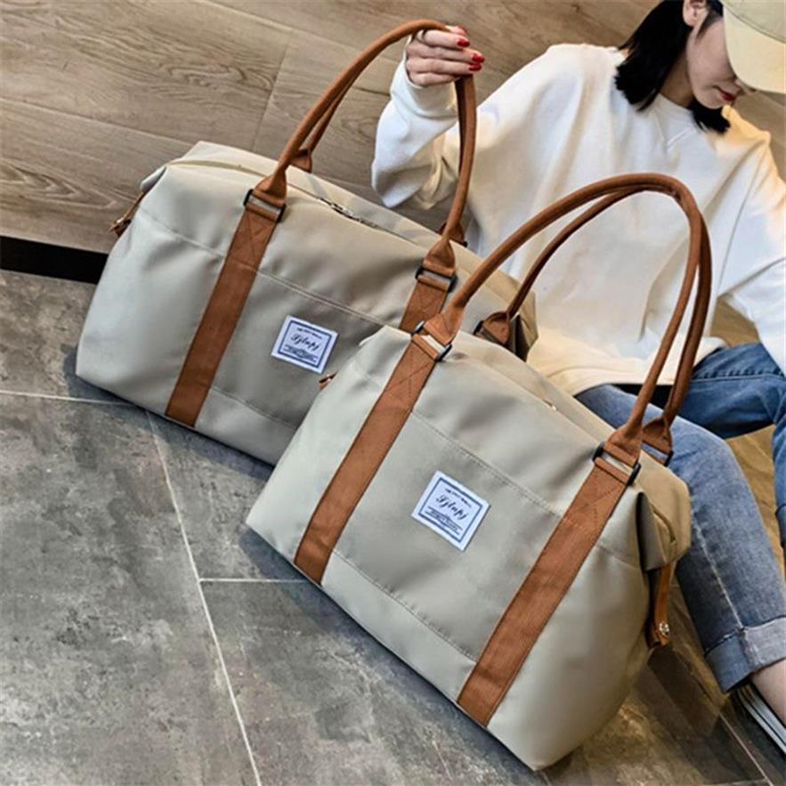 Duffel çantalar moda büyük seyahat çantası kadın kabin çanta çanta oxford bez tuval su geçirmez omuz çantaları kadınlar hafta sonu 279f üzerinde