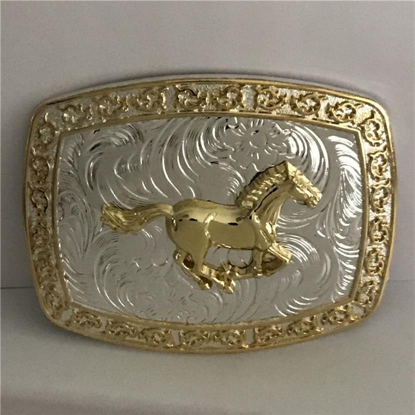 1 szt. Złoty koń Kowboja Kowbojowa klamra dla mężczyzn Hebillas Cinturon Jeans Pas Pas Fit 4 cm szerokie pasy242z