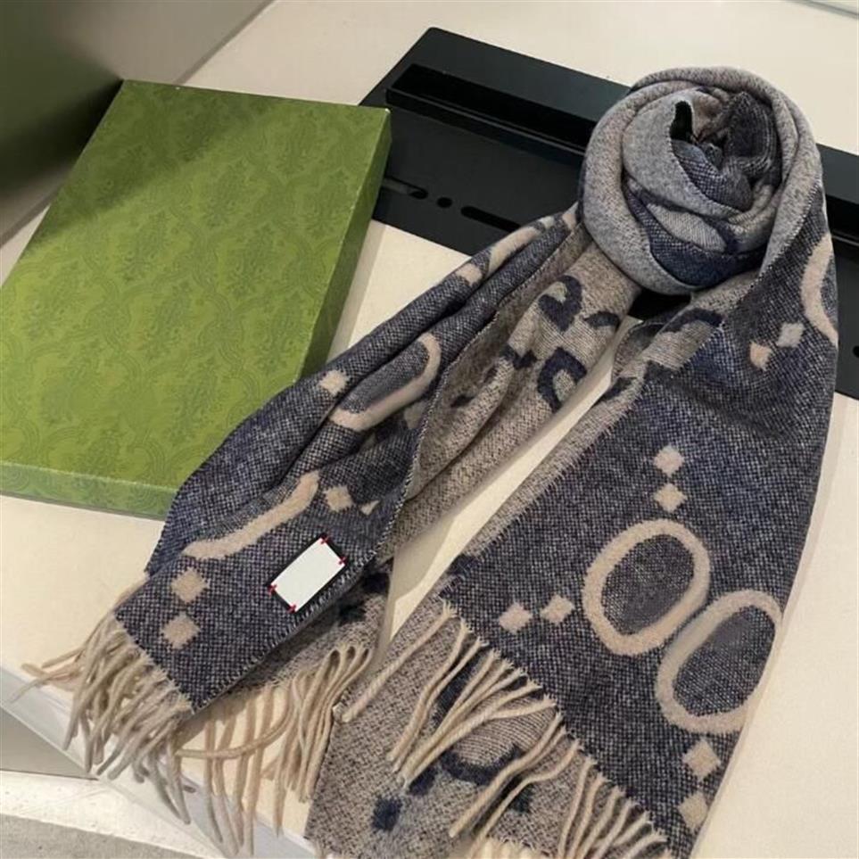 トレンディな手紙Jacquard Long Scarfダブルサイドスカーフデザイナー女性カシミアラップラージサイズ265V