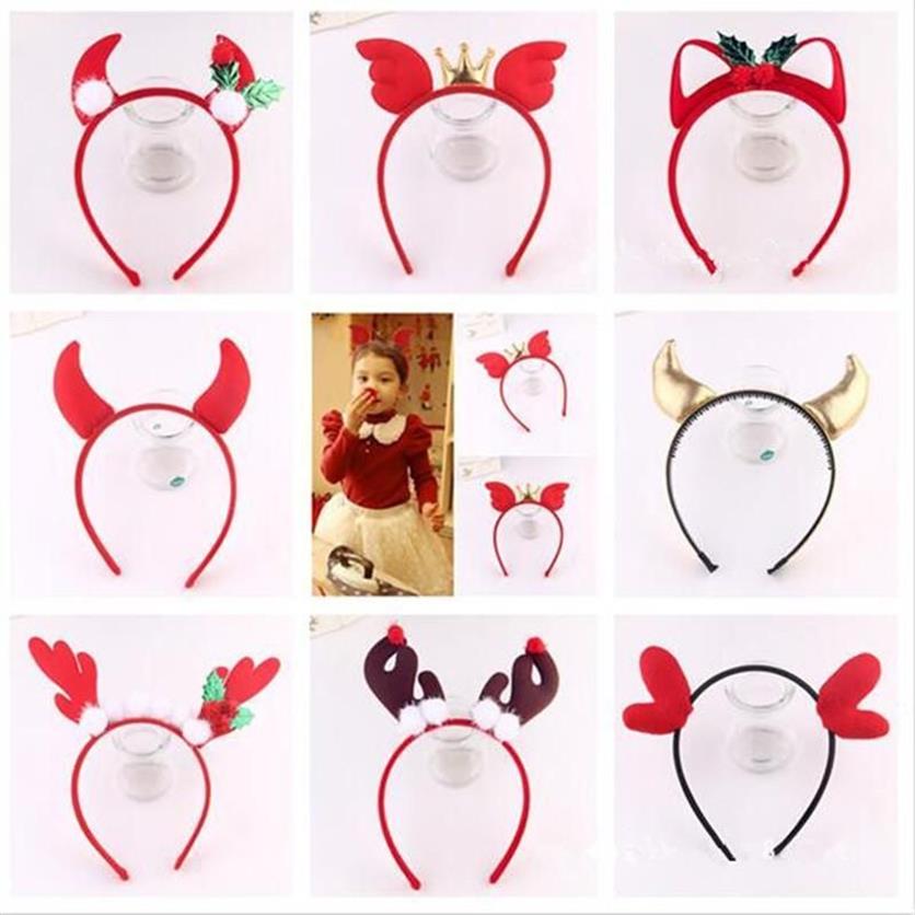 Headband Deer Antler Devil Horn Cartoon Hairbands Kids Adults Hair Party Dress Christmas Halloween navidad1274W