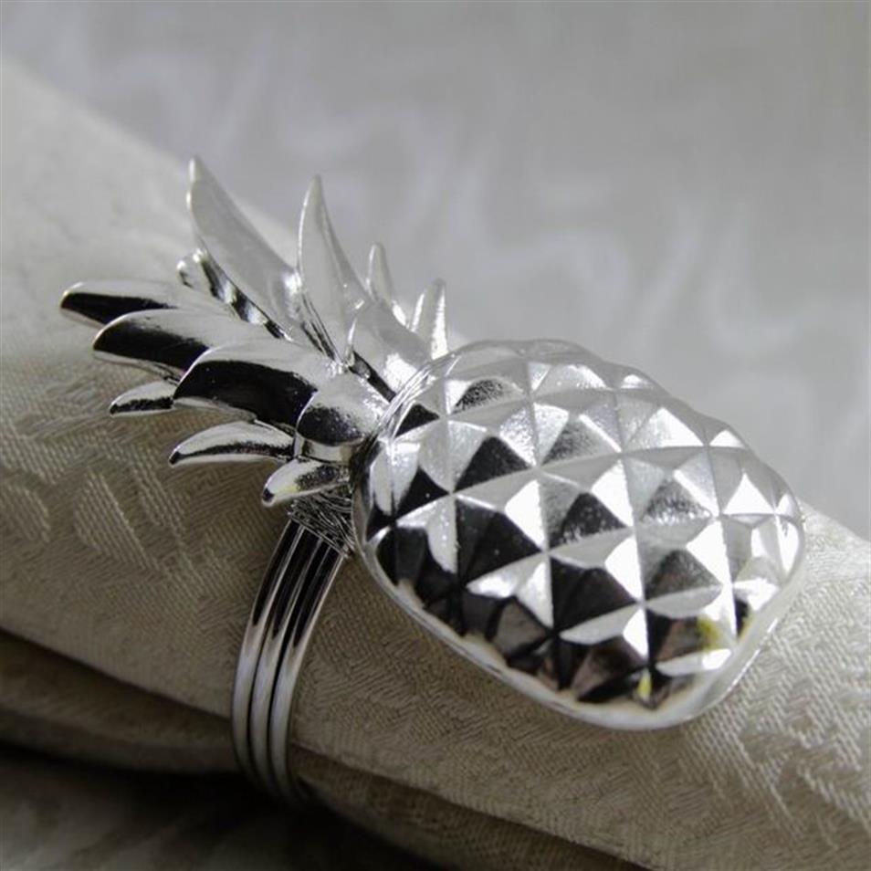 Gold-Silber-Metall-Serviettenring, Ananas-Serviettenhalter für Hochzeitsserviettendekoration 336S