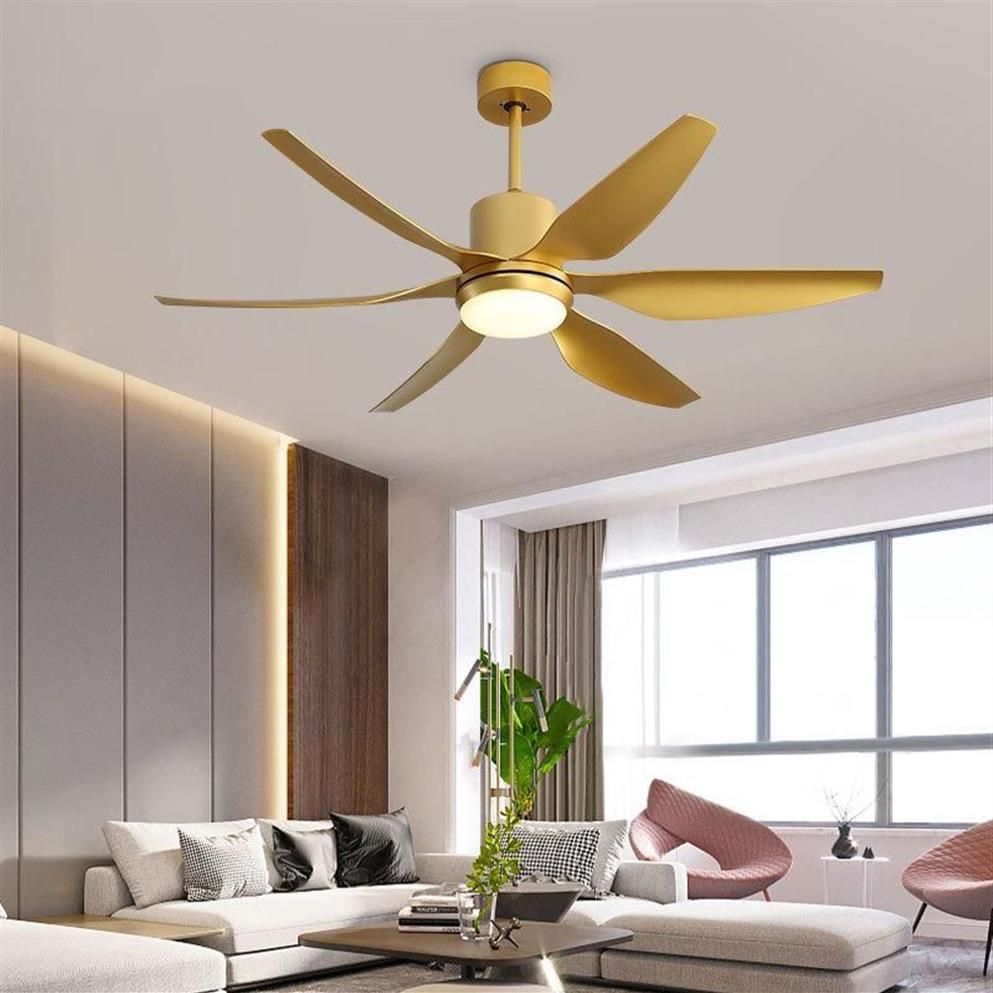 Ventilatori da soffitto 56 pollici moderno LED oro con luci grande quantità di vento soggiorno lampada ventilatore DC telecomando316K