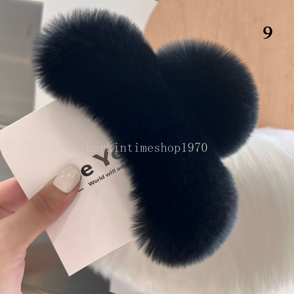 Egelant Pince à cheveux en peluche surdimensionnée en peluche pour queue de cheval, grandes épingles à cheveux en fausse fourrure, pince à cheveux en forme de requin, pince à cheveux en fourrure de lapin, 16 cm de large