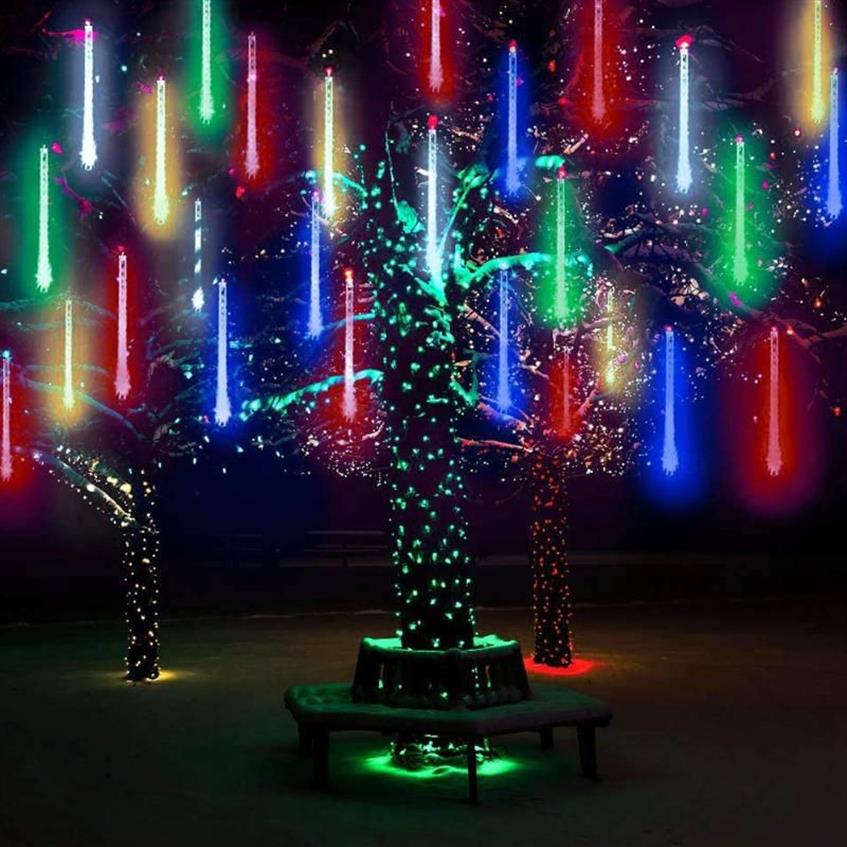 Cuerdas 30 cm 10 tubos impermeable Meteor Light String Ducha Lluvia Luces LED Lámpara Decoración de Navidad al aire libre para el hogar Tree307y