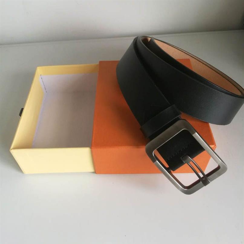 New Belts for Men Male Belt Causal Genuine Leather Classical Ceinture Women Big Gold Silver Black Smooth Buckle with Box320V