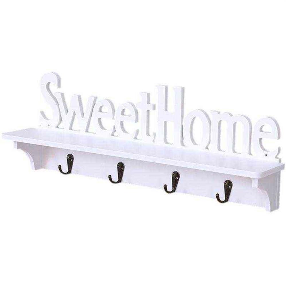 Sweet Home Wall Mounted Rack Door Hanger Hook Storage for Coat Hat Clothes Key White 211102167h