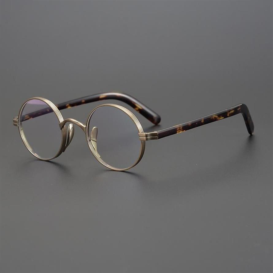 ヴィンテージアセテートチタンメガネフレームメン女性小丸処方光学近視眼鏡アイウェアファッションサングラスFRA287X
