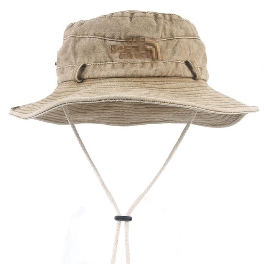 Gorra de pesca al aire libre, sombrero de cubo para hombre, gorra con estampado de letras para hombre, sombrero de sol de algodón Retro de verano, sombreros de pesca en la selva de Panamá, sombreros para papá 220527271s