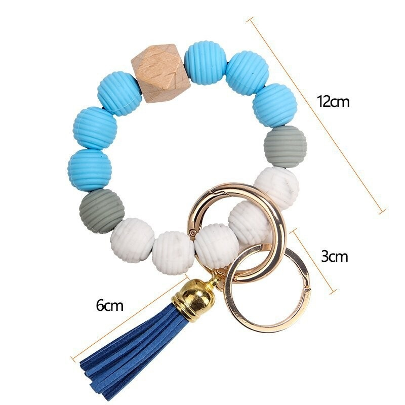 Bracelet de perles en Silicone, nouveau style, porte-clés à pampilles, pendentif, P176