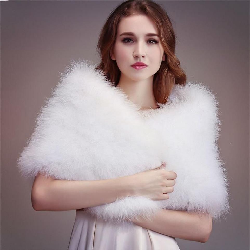 Scarves IANLAN Casual Solid Ostrich Feather Shawl Wrap For Women Bride Wedding Stole Ladies Real Turkey Fur IL00035263t