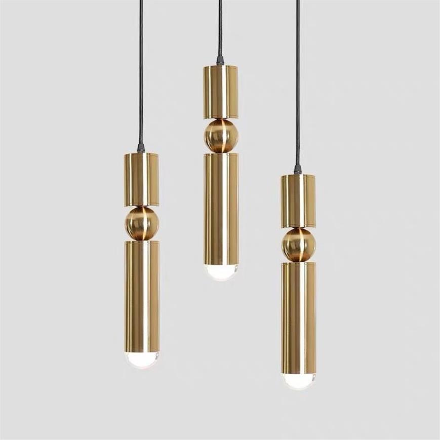 Lampes suspendues Nordic Chrome Laiton Métal Design LED Lumière Pour Chambre Chevet Étude Allée Cuisine Luminaires271d