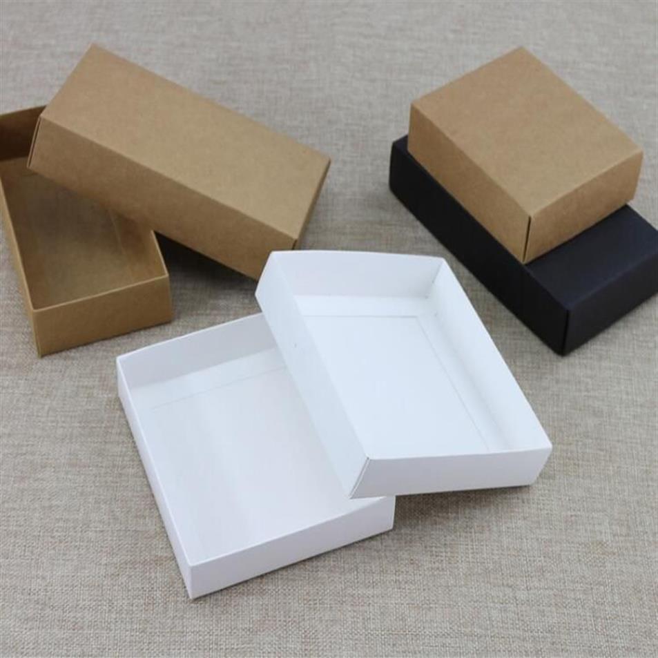 10 maten Kraft Zwart Wit Kartonnen Doos Met Deksel Kraftpapier Lege Kartonnen Doos DIY Craft Geschenkverpakking Boxes269m