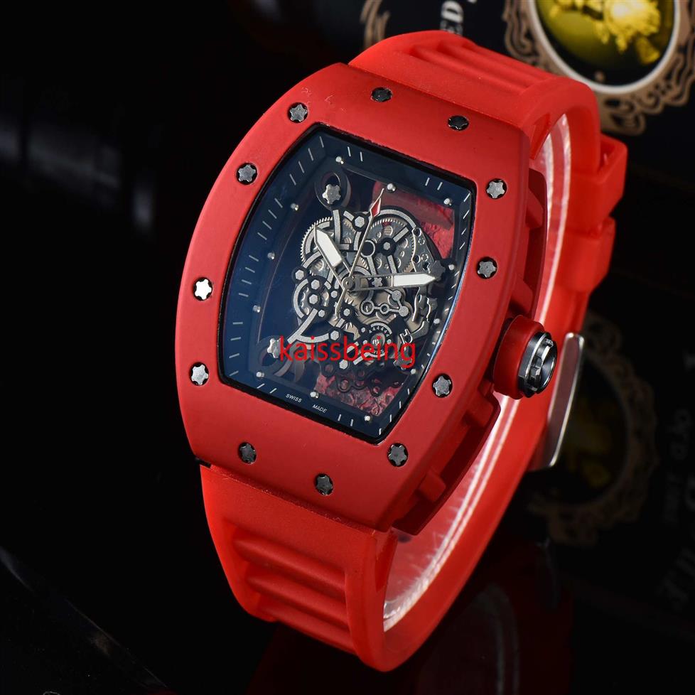 Moda masculina esqueleto relógio de borracha movimento automático masculino famoso designer relógios esportivos montre de luxe relógios de pulso 288m