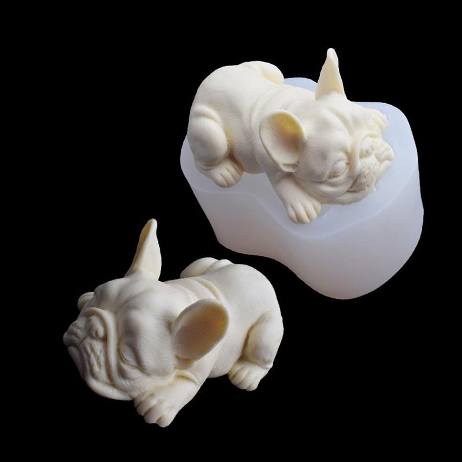 3D Cute Lovely Dogs Mousse Cake Mold Bulldog Gelato Silicone Cottura Gumpaste Strumenti Stampi da dessert la decorazione della torta K699 21022243w