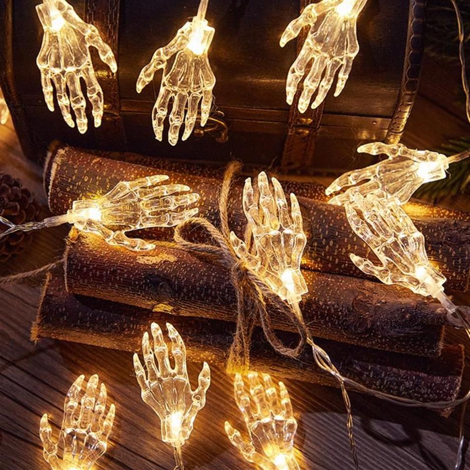 Stringhe Decorazione Stringa di luci Trasparente Scheletro a forma di mano Festa appesa Impermeabile a batteria Luce spettraleLED LEDLED2222