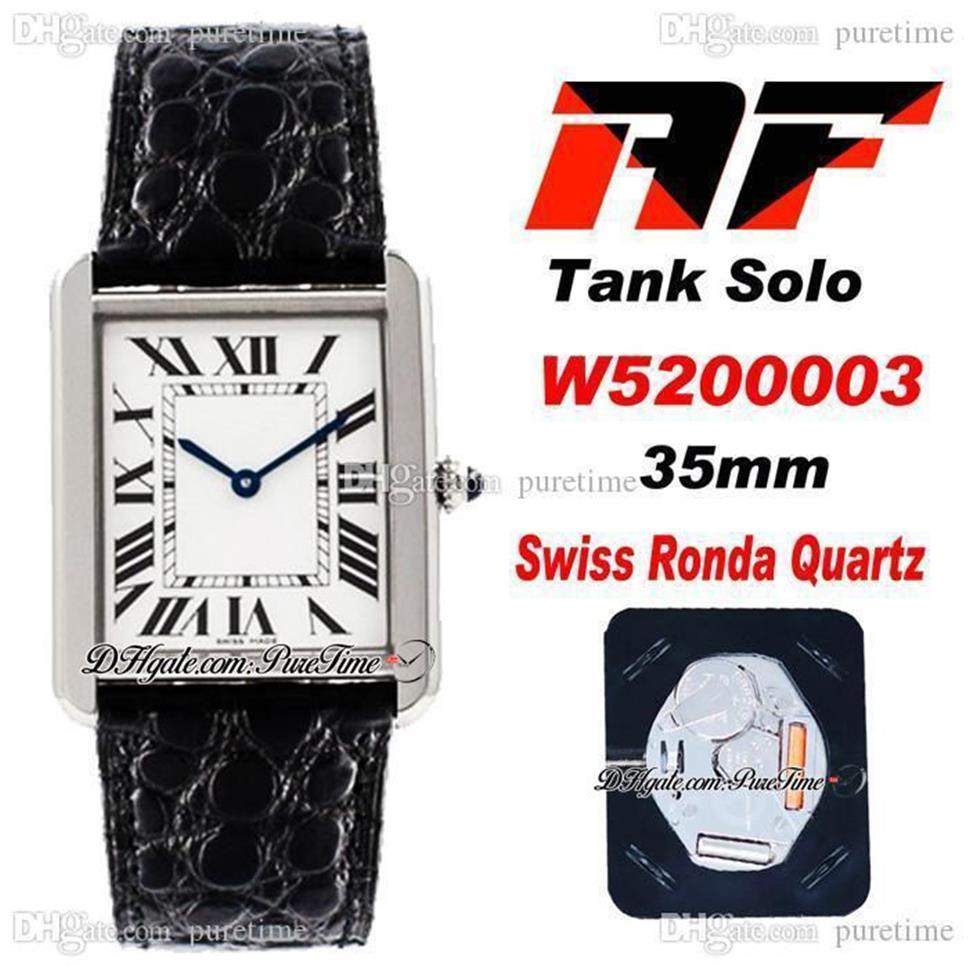 AF Solo W520003 Swiss Ronda Quartz Unisex Mens Womens Watch White Dial Black Roman Markers Blue Hand Texture Leather Strap Super E265Z