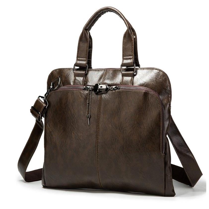 Business Briefcase Leather Men Bag Computer Laptop Handbag Man Shoulder Messenger Bag Men's Travel Bags Black Brown275x