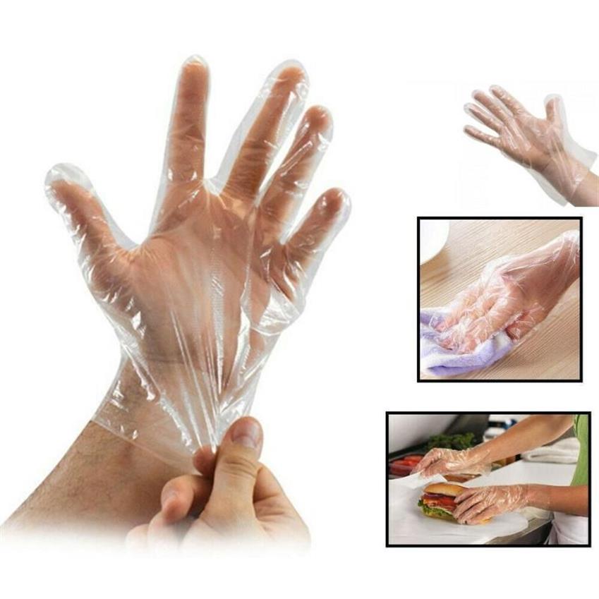 Disposable Gloves Set Clear Food One-off Plastic Restaurant Cleaning Kitchen Cooking BBQ Supplies310u